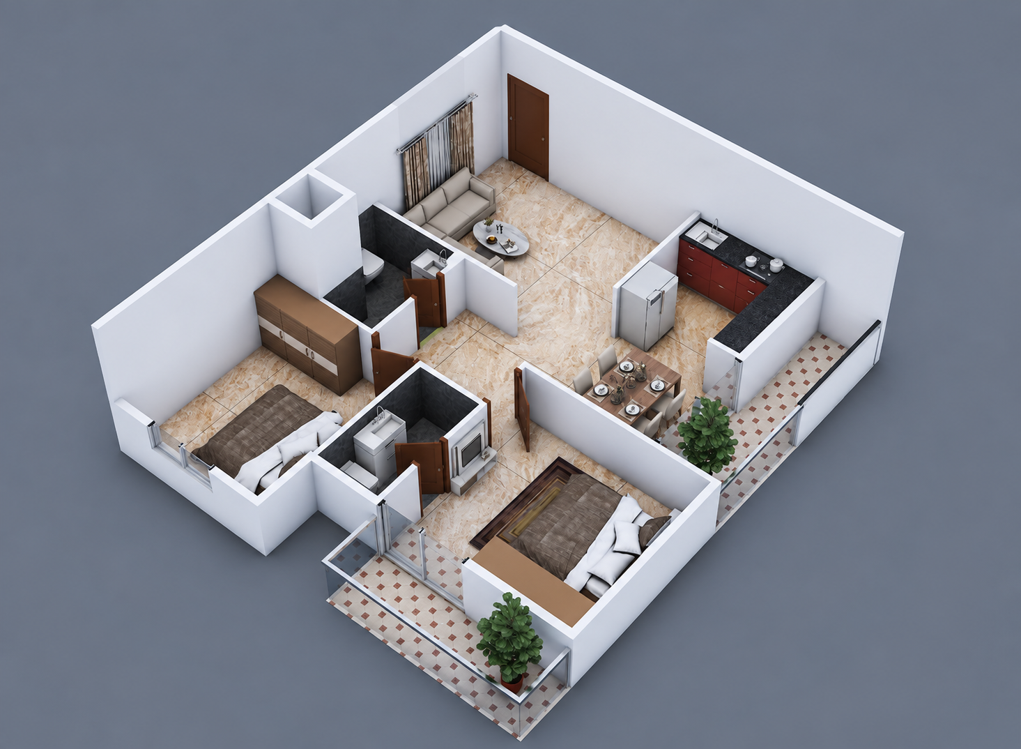 2 BHK Floor Plan